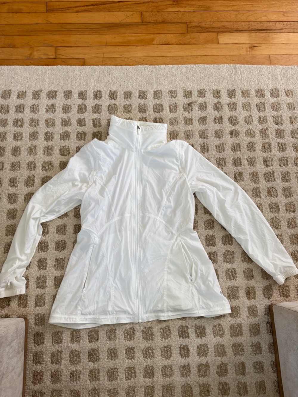 lululemon athletica White jacket with packable hood